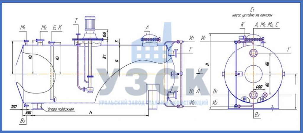 Чертеж емкости ГКК в Оше